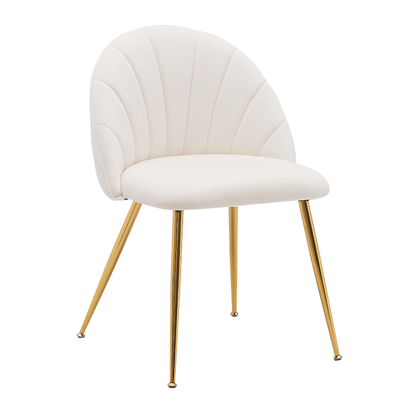 화이트 벨벳 로우백 우드 액센트 다이닝 체어(Y-C28)