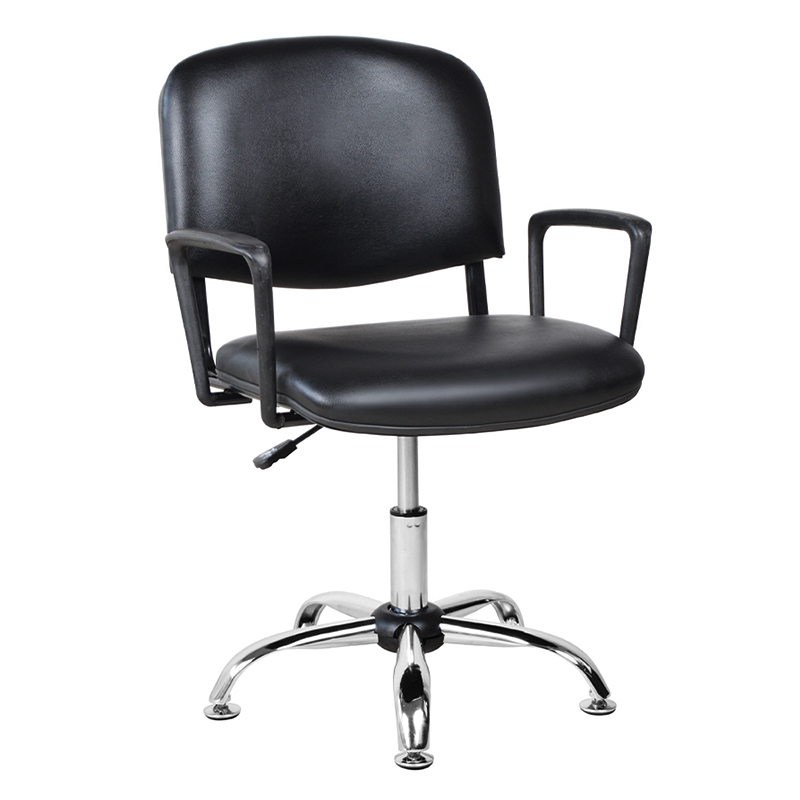 크롬 글라이드(M-6118)가 있는 낮은 등받이 PU 금속 팔걸이 살롱 의자