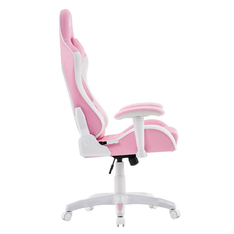 조정 가능한 3D 팔걸이가 있는 핑크 모던 회전 게임 의자(T-7122)