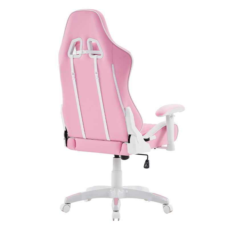 조정 가능한 3D 팔걸이가 있는 핑크 모던 회전 게임 의자(T-7122)