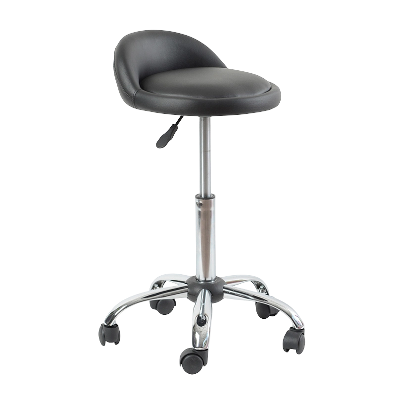 바퀴가 달린 검은 색 PU 낮은 등받이 원형 좌석 회전 리프트 바 의자(GY-1021A)